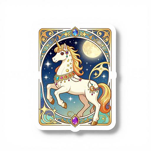 Art Nouveau Unicorn Princess Sticker