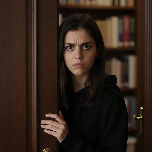 Peeking Through A Dark Wooden Door