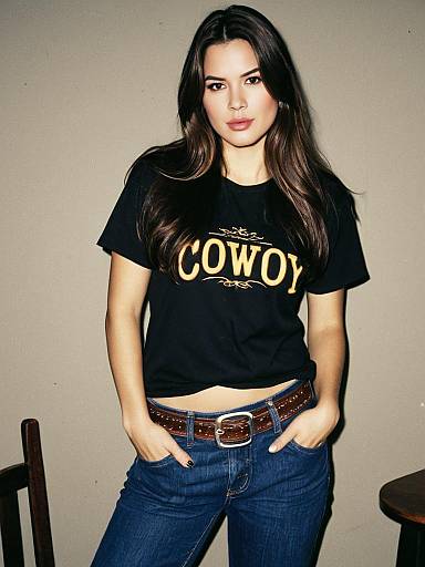 Realistic Girl in Brown T-Shirt