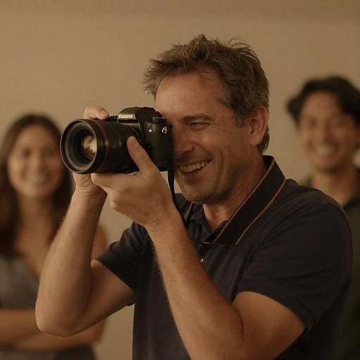 Warm Indoor Portrait of a Happy Photographer