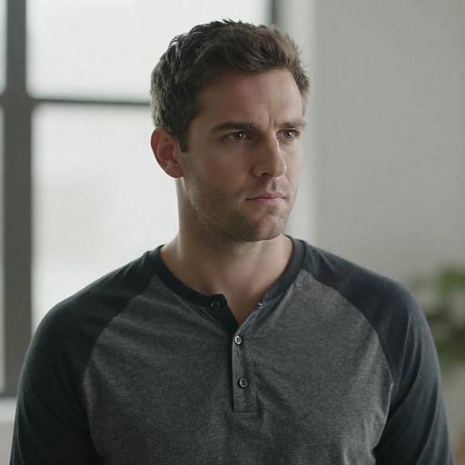 Serious Side-Profile Window Portrait of Man