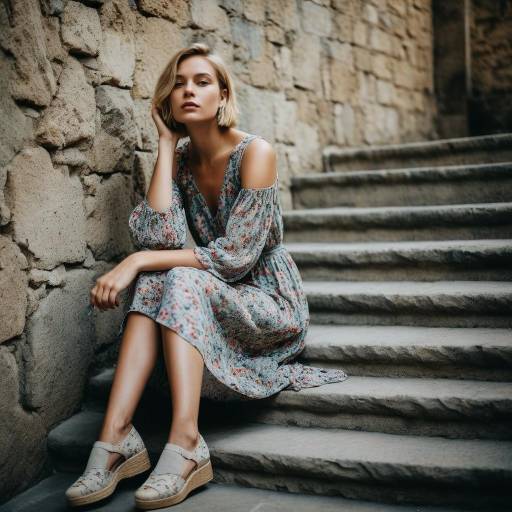 Young Woman Sitting on Stone Steps