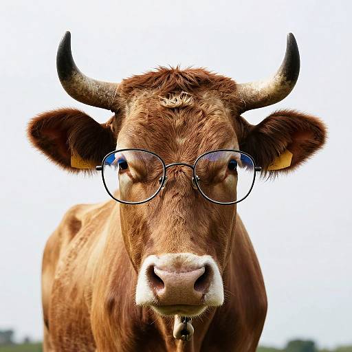 Photorealistic Cow with Glasses