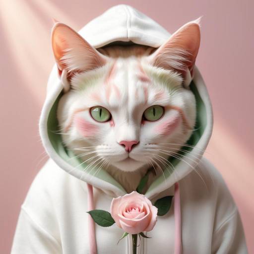 Cozy Cat in Hoodie with Rose