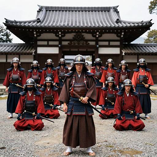 Epic Samurai Gathering in Traditional Armor