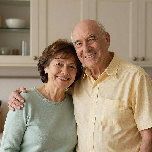 Smiling Elderly Couple in Kitchen