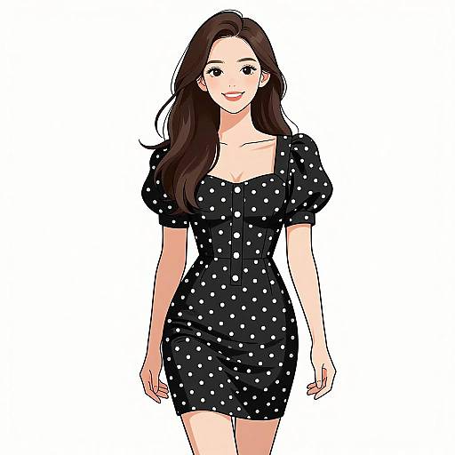 Smiling Woman in Polka Dot Dress