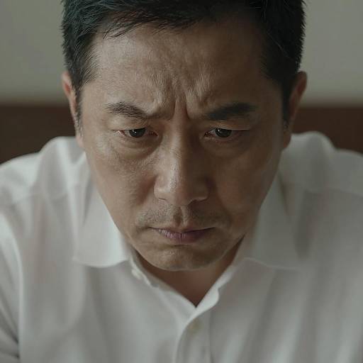 Intense Close-Up of a Serious Man