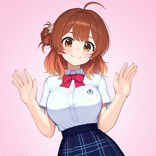 Illustration of Hanami ume, gakuen idolmaster in the style of Yoako