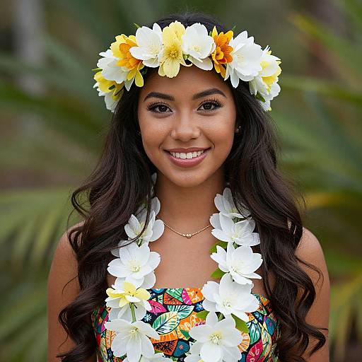 Realistic Female Luau Costume Portrait