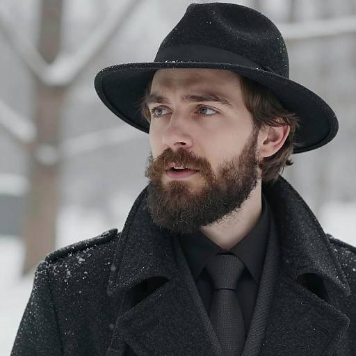 Bearded Man in Winter Portrait