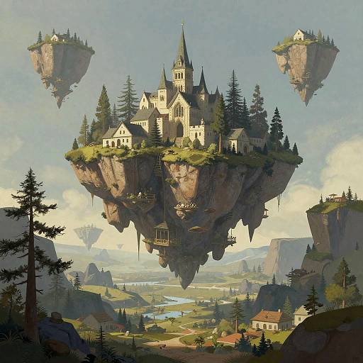 Fantastical Floating Islands Landscape
