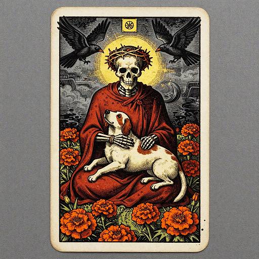 Vintage Woodcut Skeletal Monk Tarot