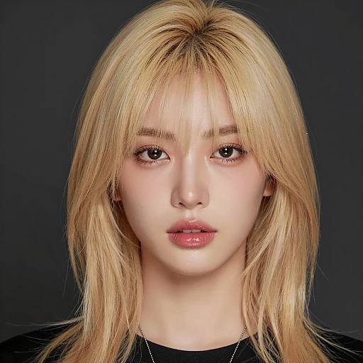 Blonde Woman Portrait with Glossy Lips