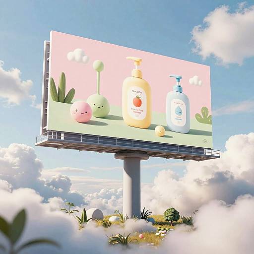 Surreal Floating Billboard Landscape