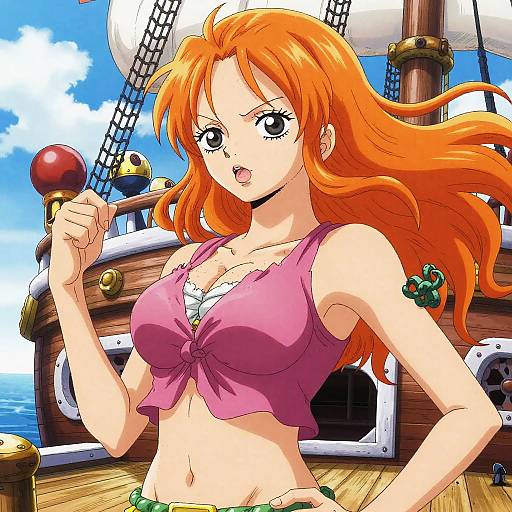 Adventurous Orange-Haired Pirate Girl