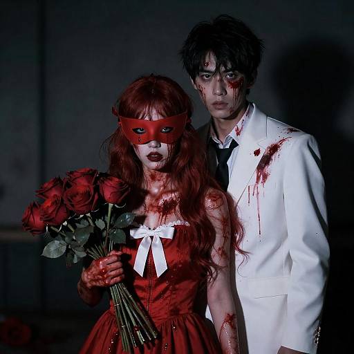 Intense Dark Scene with Blood and Emotion