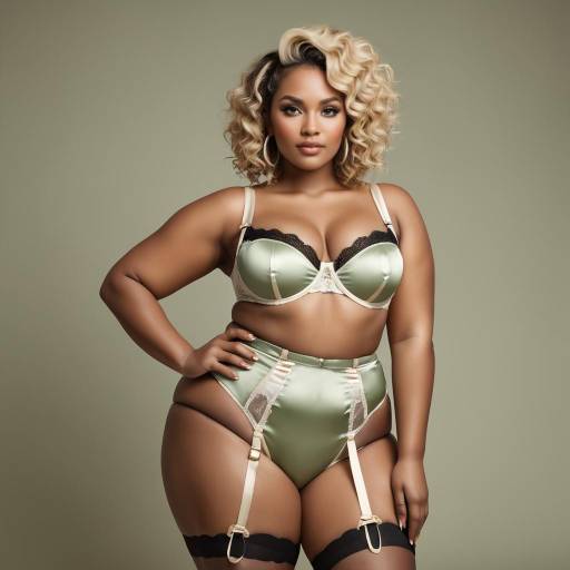 Curvy Sudanese Beauty in Vintage Lingerie