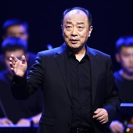 Intense Live Performance of a Middle-Aged Man