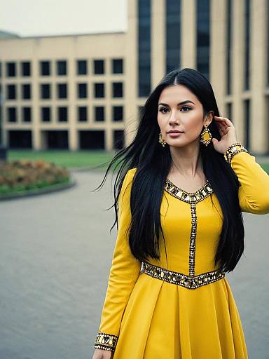 Realistic Girl in Cher Yellow Dress