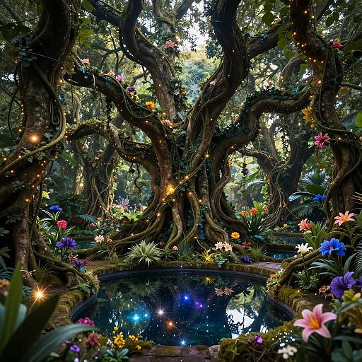 Enchanted Ancient Grove with Luminous Vines