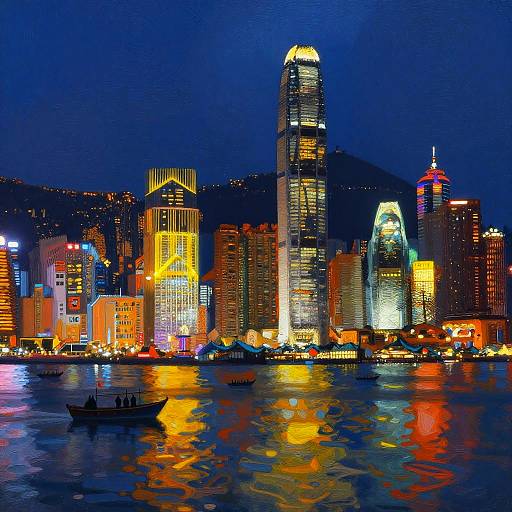 Vibrant Illuminated City Skyline at Night