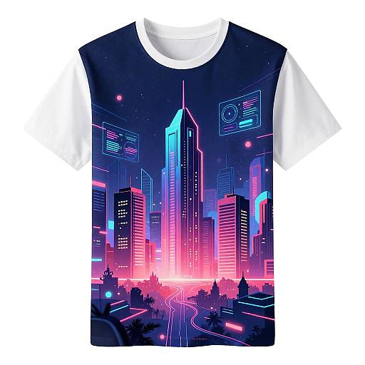 Futuristic AI Cityscape T-Shirt Design