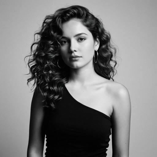 Wavy-Haired Woman in Elegant Studio Contrast