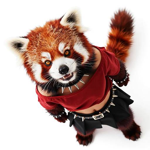 Smug Red Panda Girl Close-Up Portrait