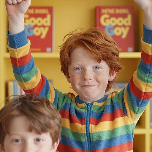 Joyful Child in Colorful Pajamas