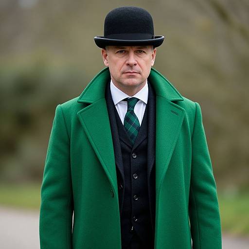 Stylish Man in Green Bowler Hat