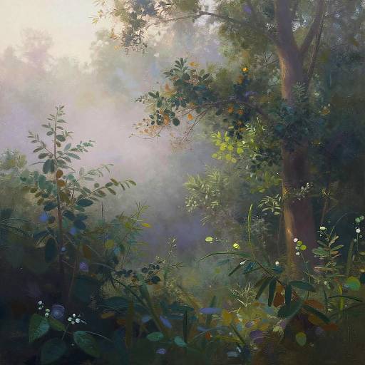 Impressionistic Forest Mist at Dawn