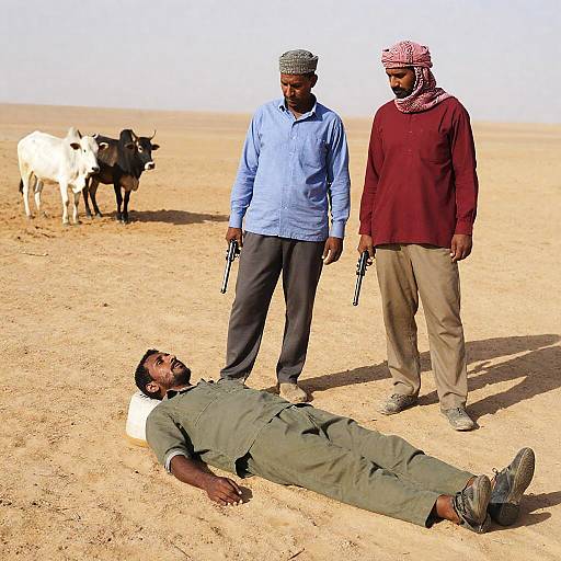 Intense Desert Encounter with Three Men