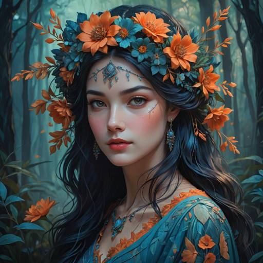 Elegant Fantasy Portrait with Floral Crown