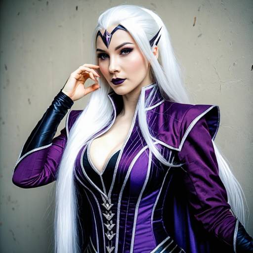 Woman cosplaying Sindel from Mortal Kombat