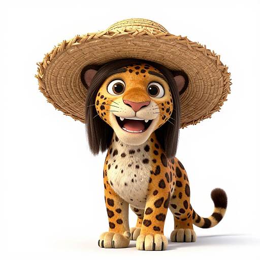 Smiling Brazilian Jaguar Cartoon Character