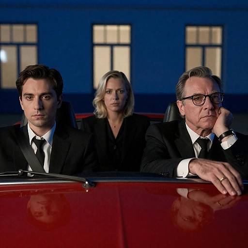 Nighttime Drive in a Red Convertible