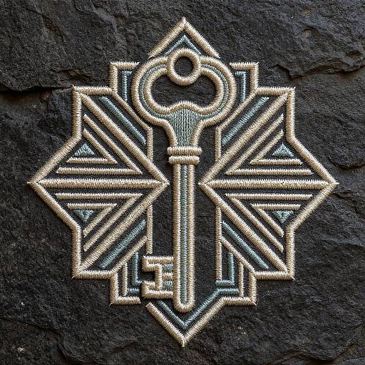 Art Deco Mechanical Key Embroidery