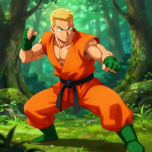 Muscular Martial Artist in Forest