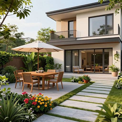 3D Modern Terrace Landscape Rendering