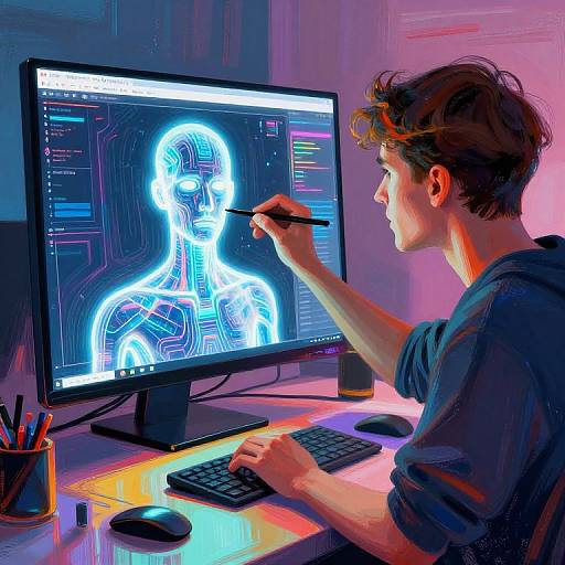 Digital Artist Painting Glowing AI