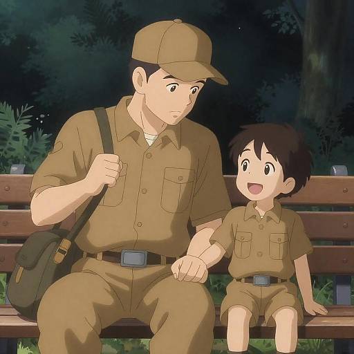 Heartwarming Nighttime Anime Scene