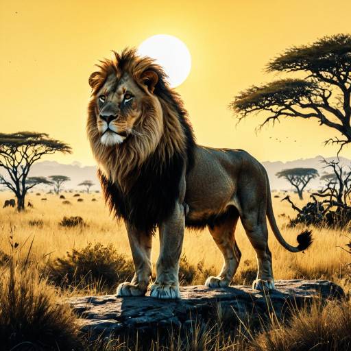 Majestic Lion in Ornate Savanna Artwork