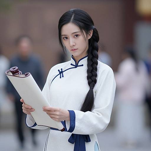 Clever Girl in Traditional Chinese Costume