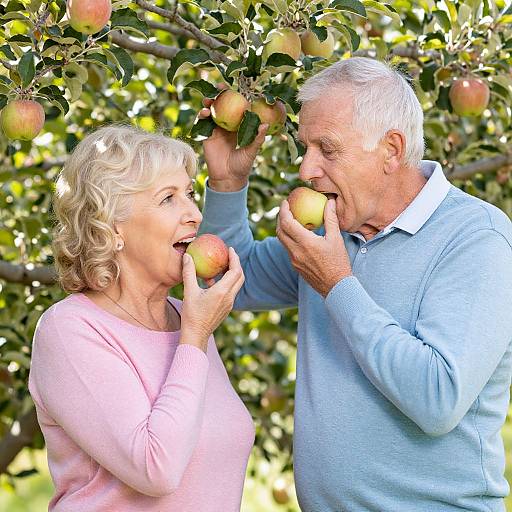 Senior Couple Enjoying Fresh Apples