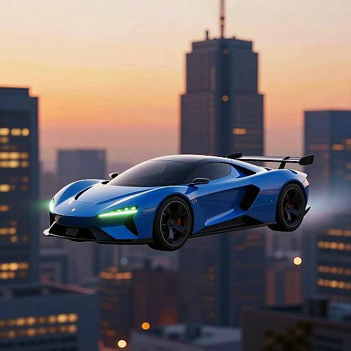 Futuristic Blue Flying Car Illustration