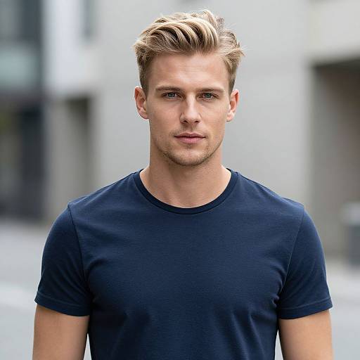 Portrait of Fit European Man with Blonde Tips