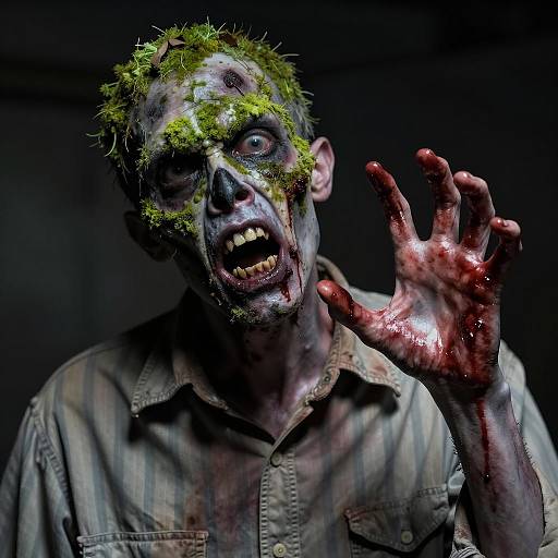 Mossy Zombie in Stripes and Blood