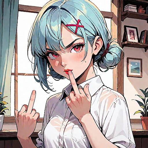 Serious Anime Girl Double Middle Finger