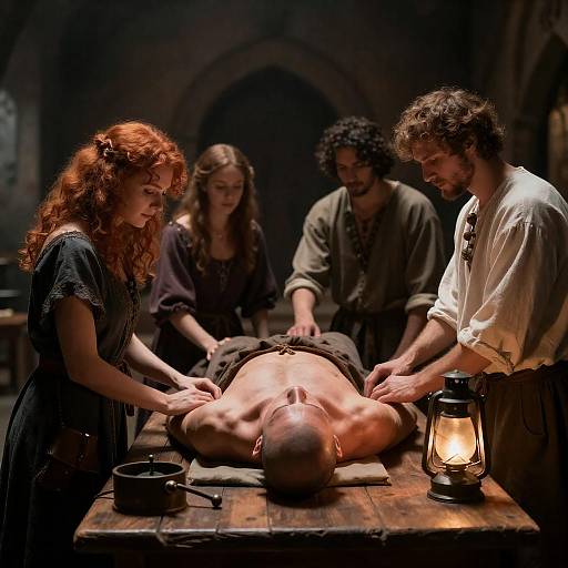 Medieval Medical Examination Scene